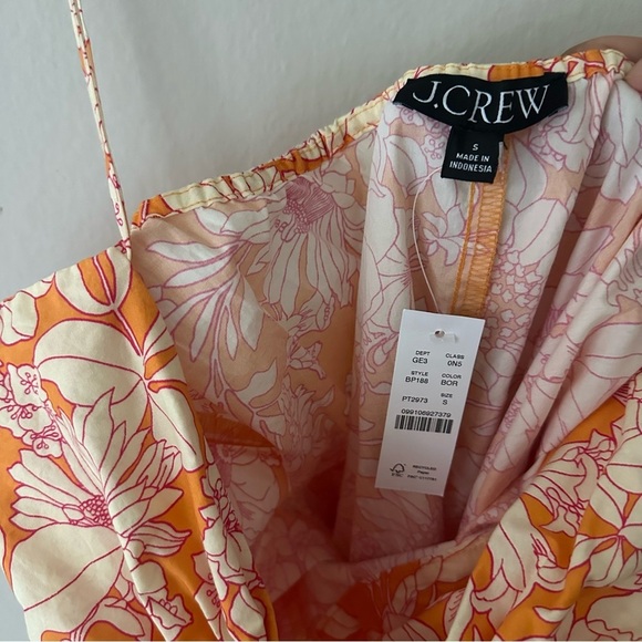 J.Crew Tie-front cotton poplin midi dress in orange floral Summer Small NWT - Picture 7 of 10